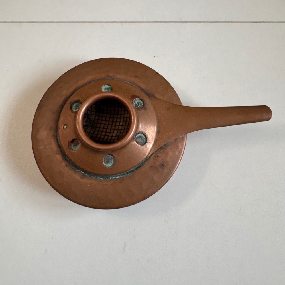 Vintage Stockli Netstal Swiss Made Copper Fondue Burner Hammered Metal Mesh Lid